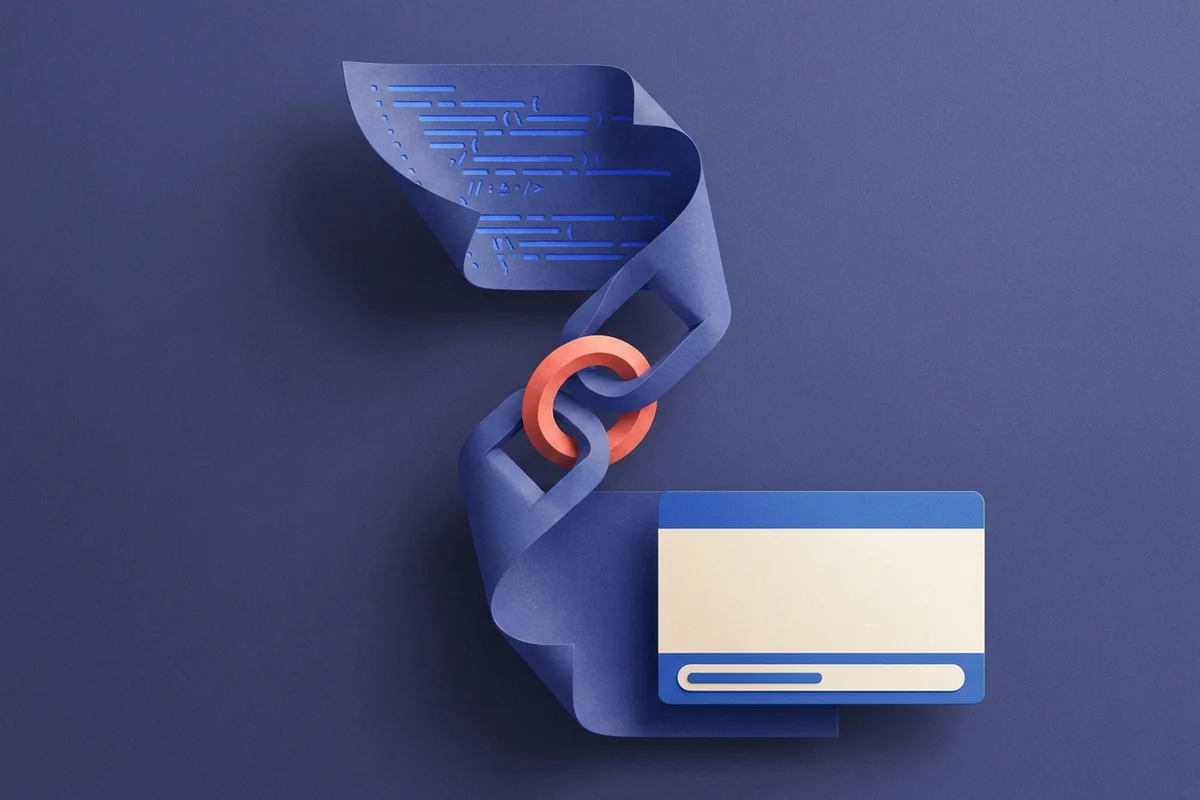 Abstract editorial illustration about online text sharing